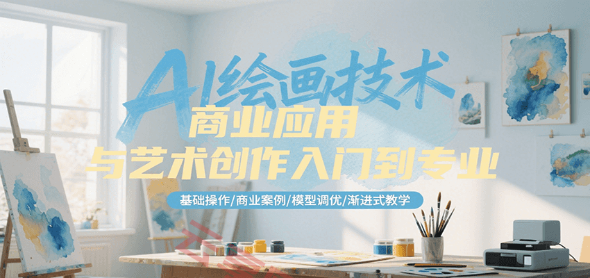 AI绘画技术商业应用与艺术创作入门到专业，基础操作/商业案例/模型调优/渐进式教学-云享网创