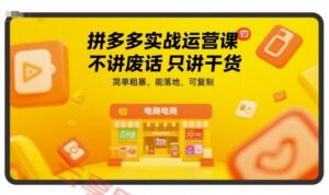 拼多多实战运营课，不讲废话只讲干货，简单粗暴，能落地，可复制-云享网创