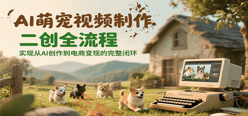 AI萌宠视频制作二创全流程，实现从AI创作到电商变现的完整闭环-云享网创
