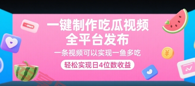 一键制作吃瓜视频，全平台发布，一条视频可以实现一鱼多吃，轻松实现日4位数收益【揭秘】-云享网创