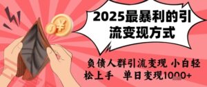 2025年最暴利的引流变现方式，负债人群引流变现，小白轻松上手，日入1k-云享网创