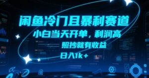 闲鱼冷门且暴利赛道，小白当天开单，利润高，照抄就有收益，日入1k+【揭秘】-云享网创