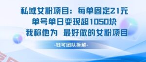 私域女粉项目：每单固定21块，单日变现超1k+，最好做的女粉项目-云享网创