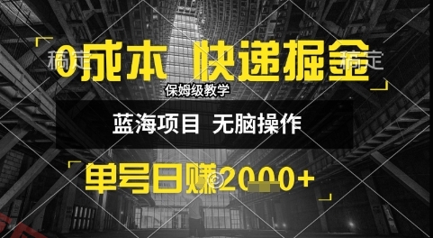 0成本快递掘金玩法，日入1k+，小白30分钟上手，收益嘎嘎猛【揭秘】-云享网创