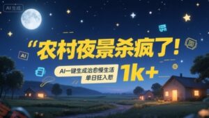 农村夜景杀疯了！AI一键生成治愈系慢生活，单日狂入1k+-云享网创