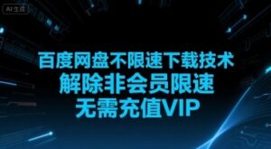百度网盘不限速下载技术，解除非会员限速，无需充值VIP-云享网创