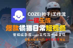 COZE(扣子)工作流一键生成爆款橘猫日常短视频，保姆级教程，零基础快速入门-云享网创