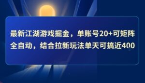最新江湖游戏掘金，单账号20+可矩阵全自动 ，结合拉新玩法单天可搞4张+【揭秘】-云享网创