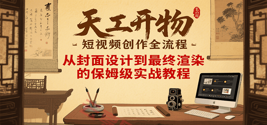 天工开物短视频创作全流程，从封面设计到最终渲染的保姆级实战教程-云享网创