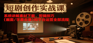 短剧创作实战课,系统讲解素材下载、剪辑技巧(画面/字幕去重)和平台运营全部流程-云享网创
