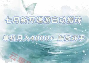 7月新开端游自动搬砖项目，单机稳定月入4000+纯自动项目，上车即吃肉。-云享网创