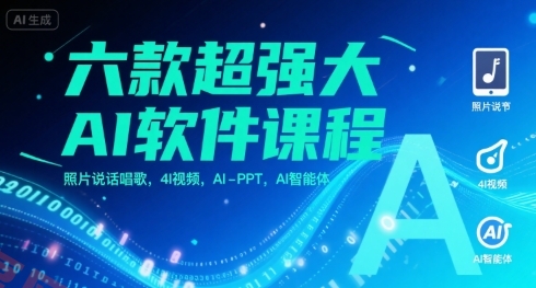 六款超强大AI软件课程，照片说话唱歌，4I视频，AI-PPT，AI智能体-云享网创