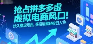 抢占拼多多虚拟电商风口：长久稳定项目，多店运营轻松日入1k-云享网创