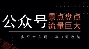 公众号流量主-景点盘点 流量巨大 多平台布局享3份收益-云享网创