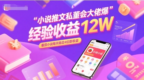 小说推文私董会大佬爆单经验分享收益12W，番茄小说每天稳定4位数收益-云享网创
