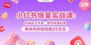 小红书爆量实战课：AI选品工作流，素材批量处理，单店月利润突破25万元-云享网创