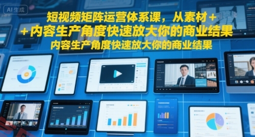 短视频矩阵运营体系课，从素材+内容生产角度快速放大你的商业结果-云享网创
