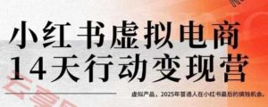 小红书虚拟电商14天变现训练营，虚拟产品，2025年普通人在小红书最后的搞钱机会-云享网创