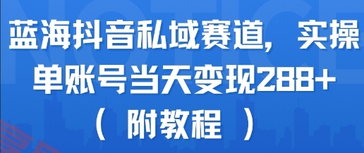 蓝海抖音私域赛道，实操单账号当天变现288+(附教程)-云享网创