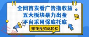 全网首发看广告撸收益，五大板块暴力出金，平台采用保底托底，挣钱是如此轻松作【揭秘】-云享网创