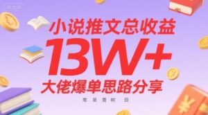 小说推文总收益13W+大佬爆单思路分享，常青树项目-云享网创