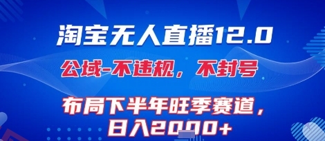 淘宝无人直播12.0，不封号，不违规，布局下半年旺季赛道，日入1k+(独家技术)【揭秘】-云享网创