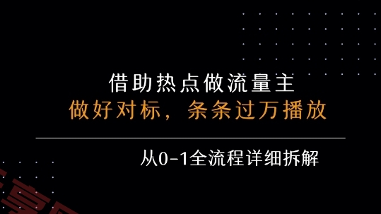 借力热点，乘顺风车玩流量主，条条过万播放， 每月收益5k+，从0-1全流程详细拆解-云享网创