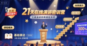 21天在线演讲密训营，王牌演讲招商课程系统-云享网创