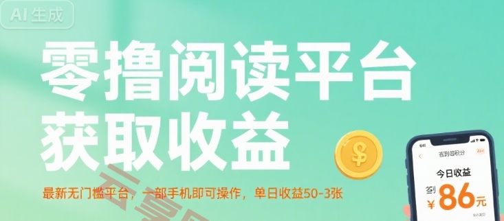 零撸阅读平台获取收益，最新无门槛平台，一部手机即可操作，单日收益50-3张【揭秘】-云享网创