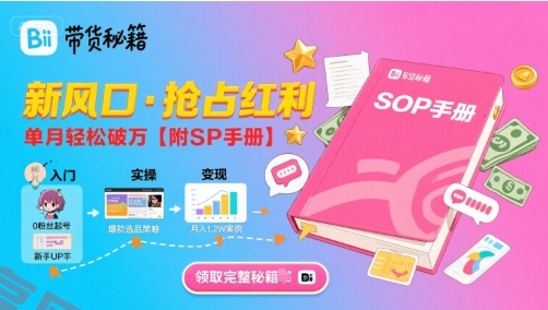 B站哔哩哔哩带货秘籍，新风口，抢占红利，单月轻松破万【附SOP手册】-云享网创