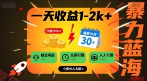 一天收益1-2k+ 稳定项目,暑期暴力蓝海项目,长期稳定,人人可做【揭秘】-云享网创