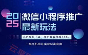 25年下半年微信小程序推广最新玩法，轻松日入800+-云享网创