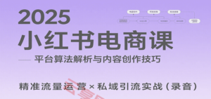 2025小红书电商课:解析算法,创作高转化内容,助力卖家获取流量实现变现(录音)-云享网创