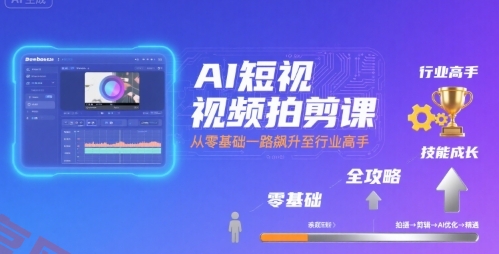 AI短视频拍剪课，全攻略到精通，带你从零基础一路飙升至行业高手-云享网创