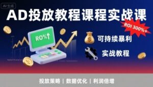 AD投放教程课程实战课，实现广告ROI300%+可持续暴利-云享网创