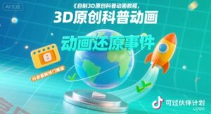 自制3D原创科普动画教程，动画还原事件，抖音最新热门赛道，可过伙伴计划-云享网创