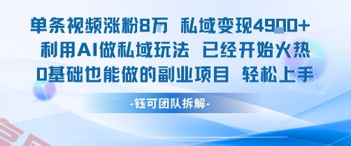 单条视频私域变现4.9k+利用AI做私域玩法 已经开始火热0基础也能做的副业项目轻松上手-云享网创