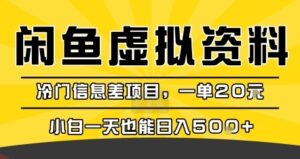 咸鱼虚拟资料变现，冷门信息差项目，一单20米，小白一天也能日入5张+-云享网创