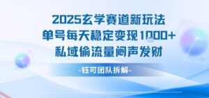2025玄学赛道新玩法单号每天稳定变现1k+私域偷流量闷声发财-云享网创