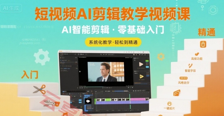 短视频AI剪辑教学视频课，入门到精通-云享网创