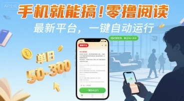 手机就能搞！零撸阅读挂G，最新平台，一键自动运行，随时随地挣，单日50-3张+【揭秘】-云享网创