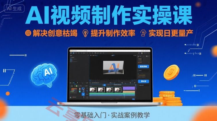 Ai视频制作实操课，解决创意枯竭、效率低下痛点，实现日更量产可持续变现-云享网创