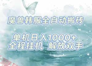 最新韩服游戏搬砖，单机日入1k+，全自动运行挂G项目，解放双手【揭秘】-云享网创