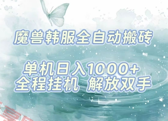 最新韩服游戏搬砖，单机日入1k+，全自动运行挂G项目，解放双手【揭秘】-云享网创