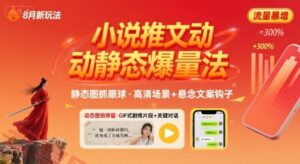 8月小说推文全新玩法，动静态图片+搭配小说文案爆量玩法-云享网创
