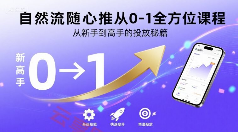 自然流随心推从0-1全方位课程，从新手到高手的投放秘籍-云享网创