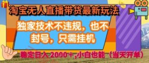 淘宝无人直播带货最新玩法，独家技术不违规，也不封号，全自动运行，只需挂着，  稳定日入2k【揭秘】-云享网创