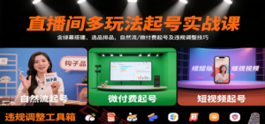 直播间多玩法起号实战课：含绿幕搭建、选品排品，自然流/微付费起号及违规调整技巧-云享网创