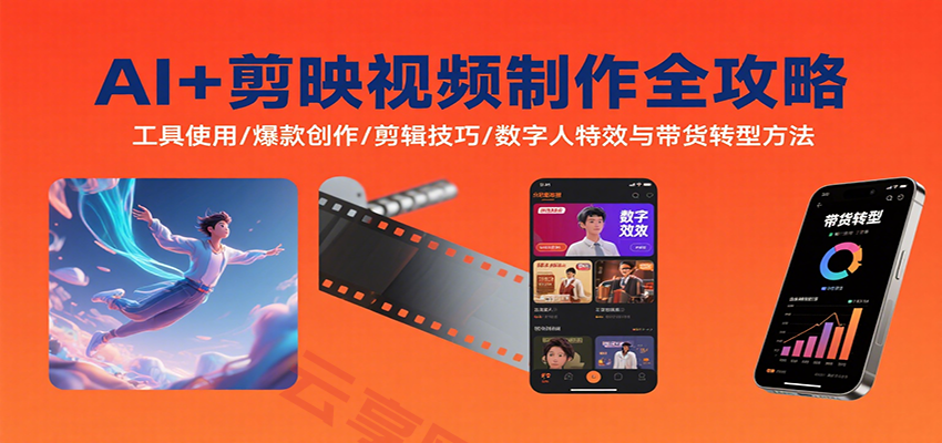 AI+剪映视频制作全攻略：工具使用/爆款创作/剪辑技巧/数字人特效与带货转型方法-云享网创