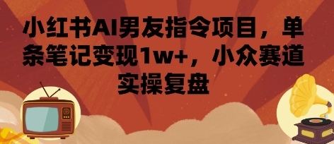 小红书AI男友指令项目，单条笔记变现1w+，小众赛道实操复盘-云享网创